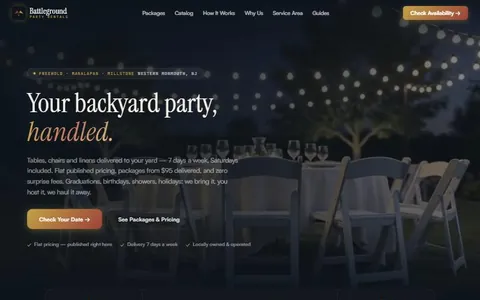 battlegroundpartyrentals.com homepage, built by Atlas