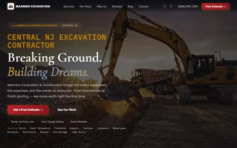 manninoexcavationnj.com homepage, built by Atlas