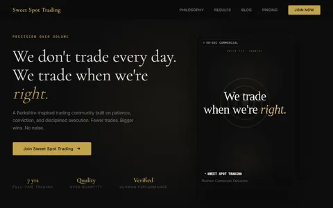 Sweet Spot Trading homepage, built by Atlas