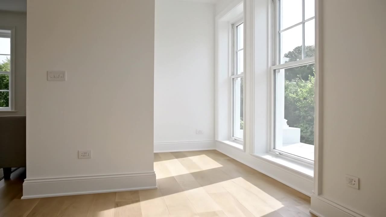Freshly painted clean white interior with bright windows