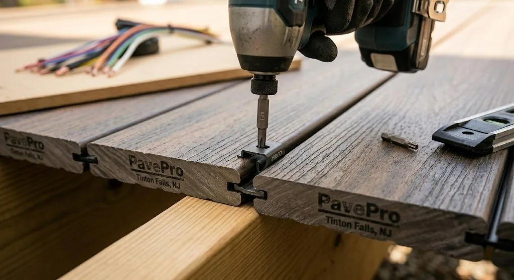 Composite deck installation with hidden fasteners in Tinton Falls, NJ