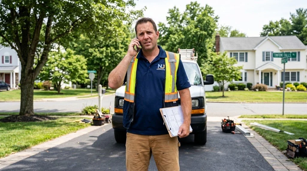 Contractor on the phone — the follow-up call that doesn't need to happen