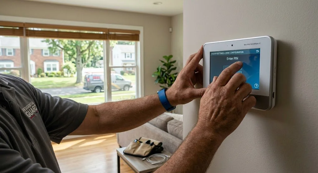 Security contractor configuring a wireless system — the modern replacement for static proposals