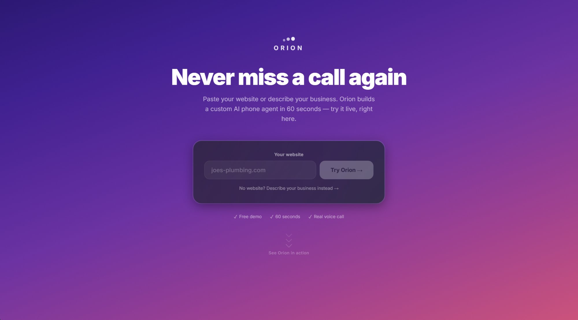 Orion by Atlas — AI Phone Rep